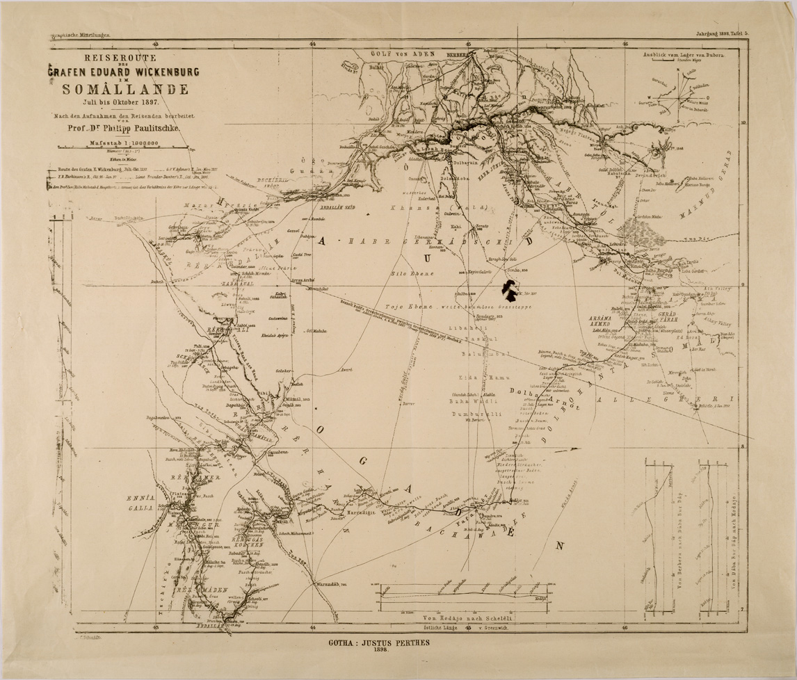 (N:28836) ITINERARI NELLA SOMALIA INGLESE (WICKENBURG) (SE002491) Carte e stampe antiche: riproduzione a colori su carta (formato A1)