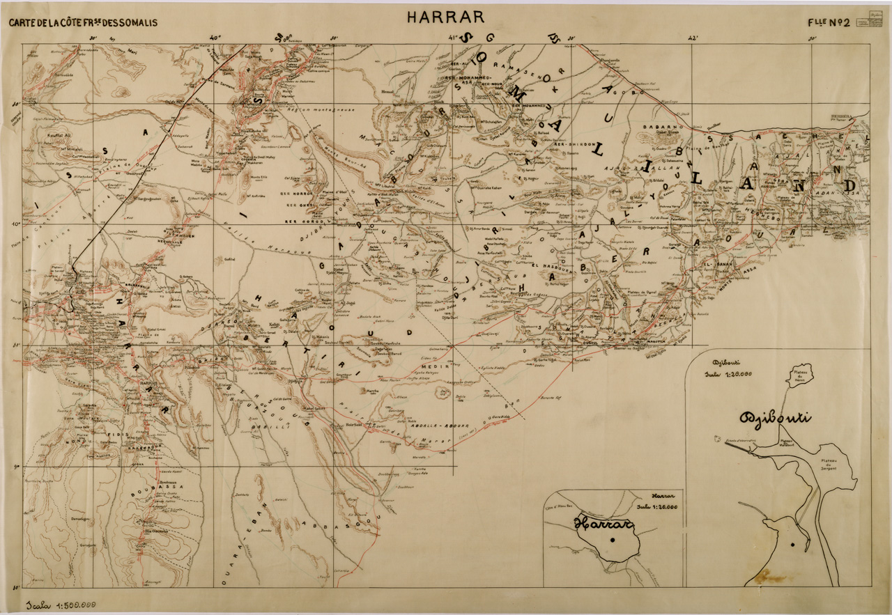 (N:28515) CARTE DE LA COTE FRANCAISE DES SOMALIS HARRAR FOGLIO 2 (SE002509) Carte e stampe antiche: riproduzione a colori su carta (formato A1)