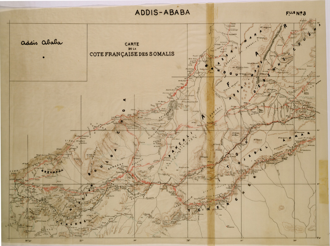 (N:28514) CARTE DE LA COTE FRANCAISE DES SOMALIS ADDIS ABABA (ADDIS ABEBA) FOGLIO 3 (SE002510) Carte e stampe antiche: riproduzione a colori su carta (formato A1)