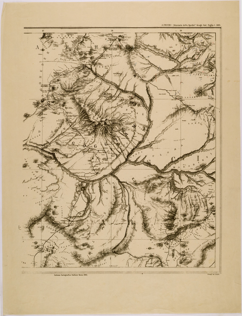 (N:28633) ITINERARI DELLA SPEDIZIONE GEOGRAFICA ITALIANA - FOGLIO 3. (SE002530) Carte e stampe antiche: riproduzione a colori su carta (formato A1)