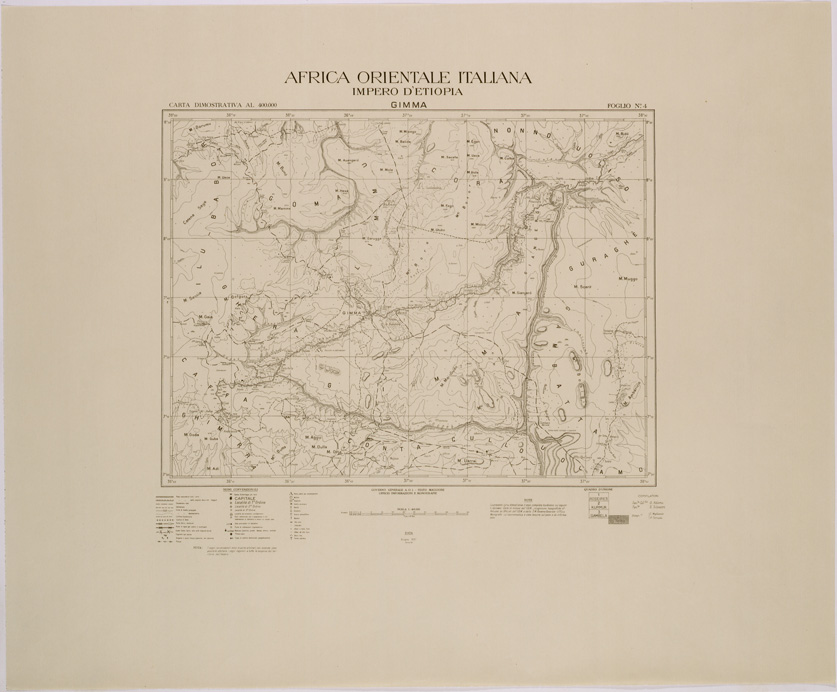 (N:28673) AFRICA ORIENTALE ITALIANA IMPERO D'ETIOPIA - FOGLIO 4 GIMMA. (SE002558) Carte e stampe antiche: riproduzione a colori su carta (formato A1)