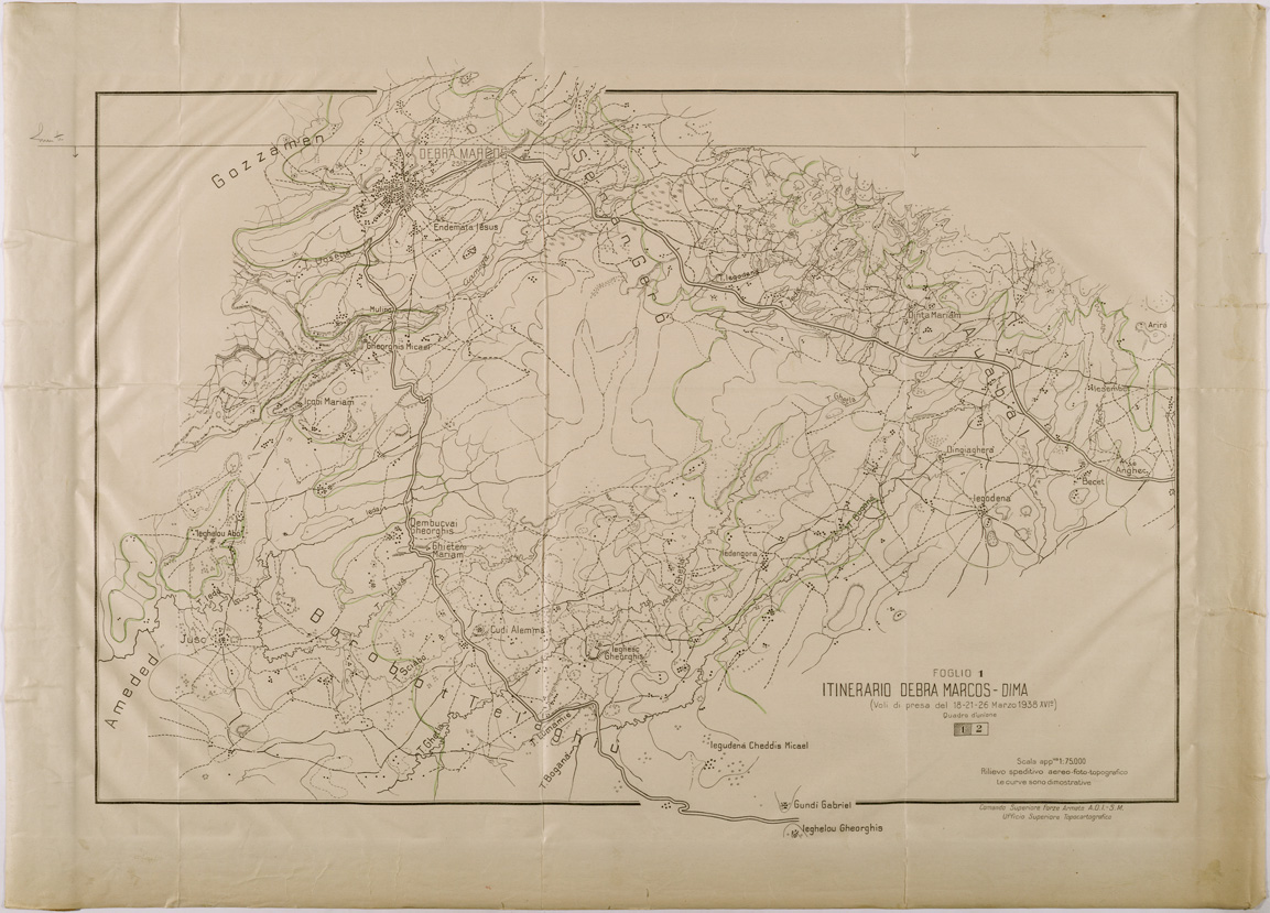 (N:28684) ITINERARIO DEBRA MARCOS - DIMA - FOGLIO 1. (SE002568) Carte e stampe antiche: riproduzione a colori su carta (formato A1)