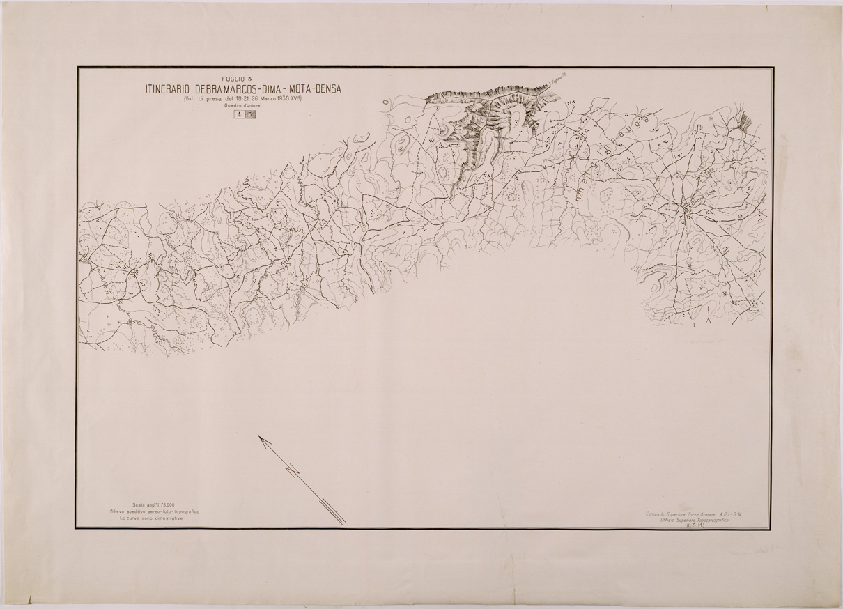 (N:28687) ITINERARIO DEBRA MARCOS - DIMA - MOTA - DENSA - FOGLIO 3. (SE002570) Carte e stampe antiche: riproduzione a colori su carta (formato A1)
