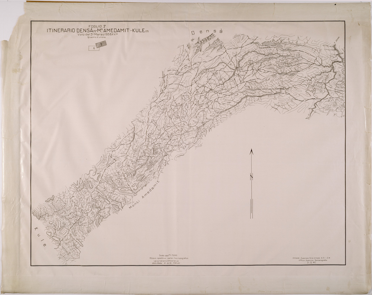 (N:28693) ITINERARIO DENSA'- M.TI AMEDAMIT - KULE - FOGLIO 7. (SE002574) Carte e stampe antiche: riproduzione a colori su carta (formato A1)