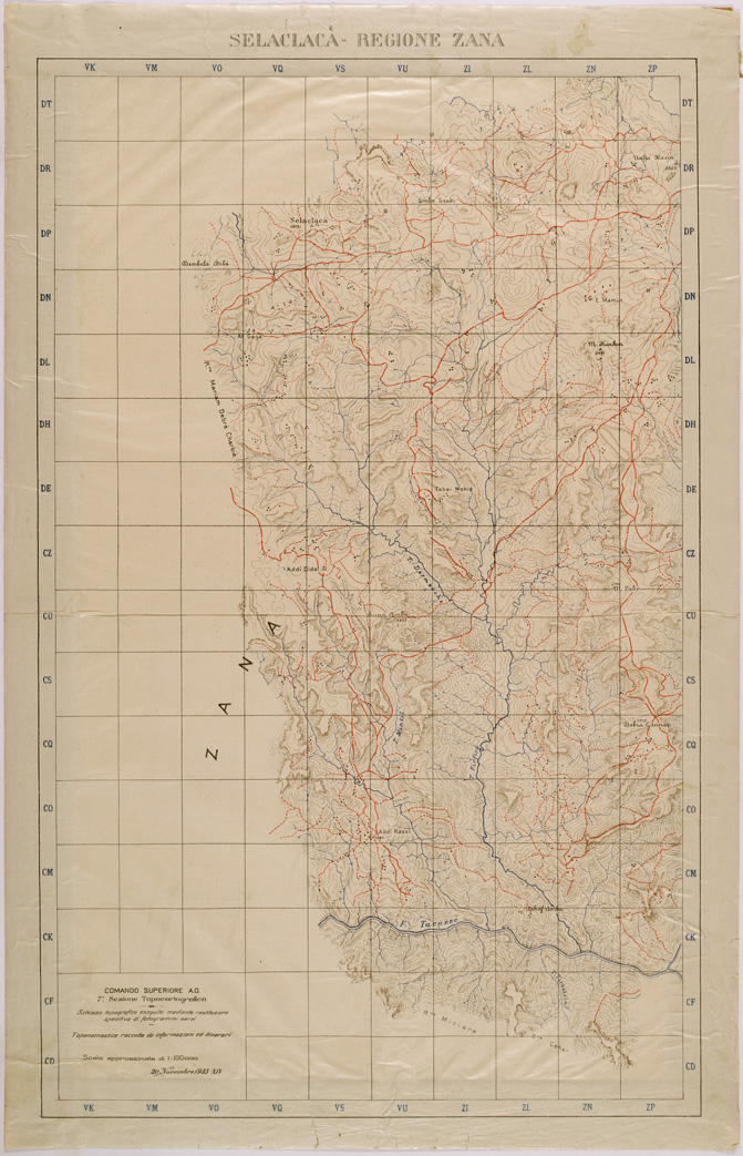 (N:28716) SELACLACA' REGIONE ZANA - FOGLIO 1. (SE002588) Carte e stampe antiche: riproduzione a colori su carta (formato A1)