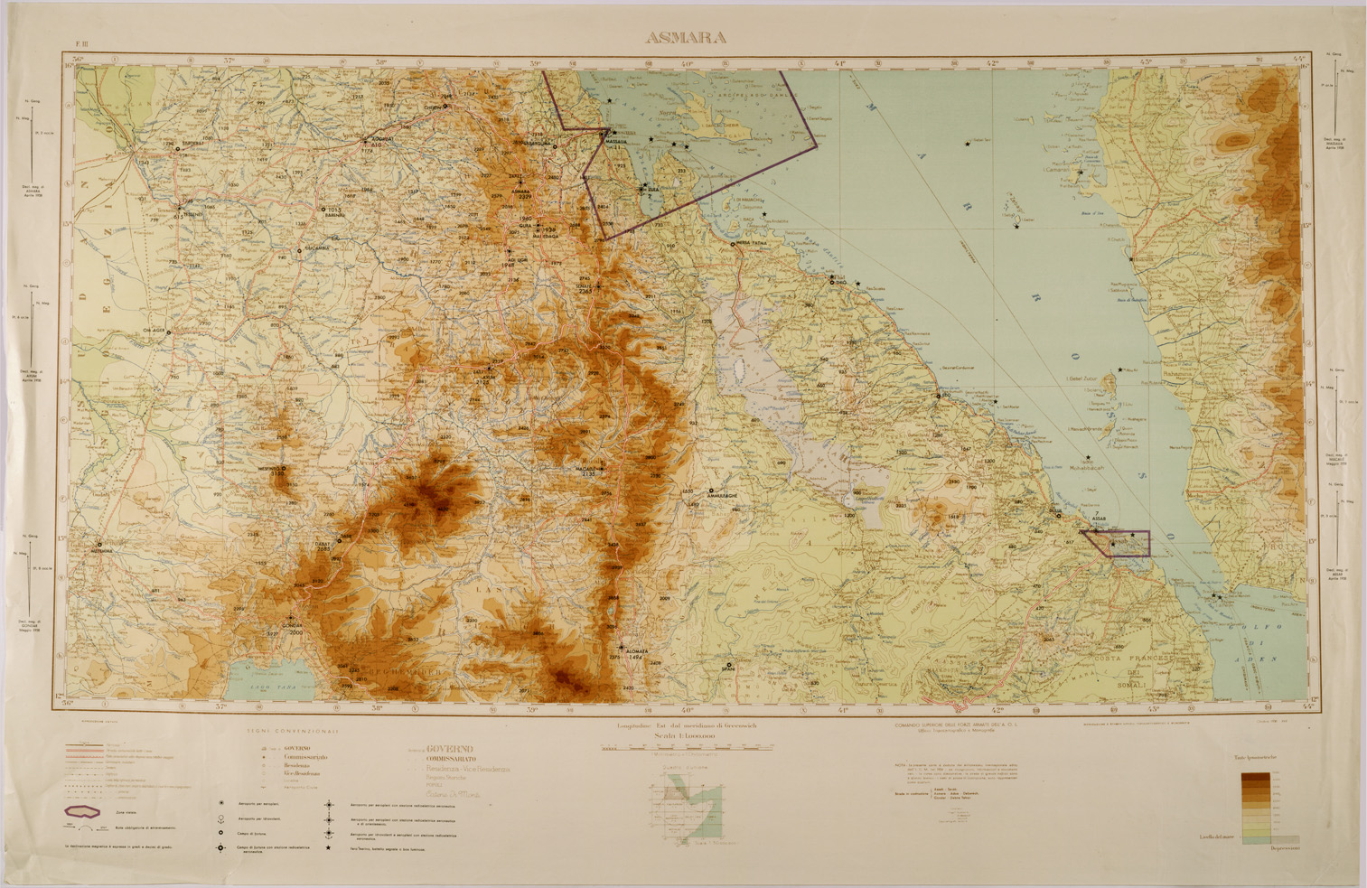(N:28739) ASMARA - FOGLIO III. (SE002611) Carte e stampe antiche: riproduzione a colori su carta (formato A1)
