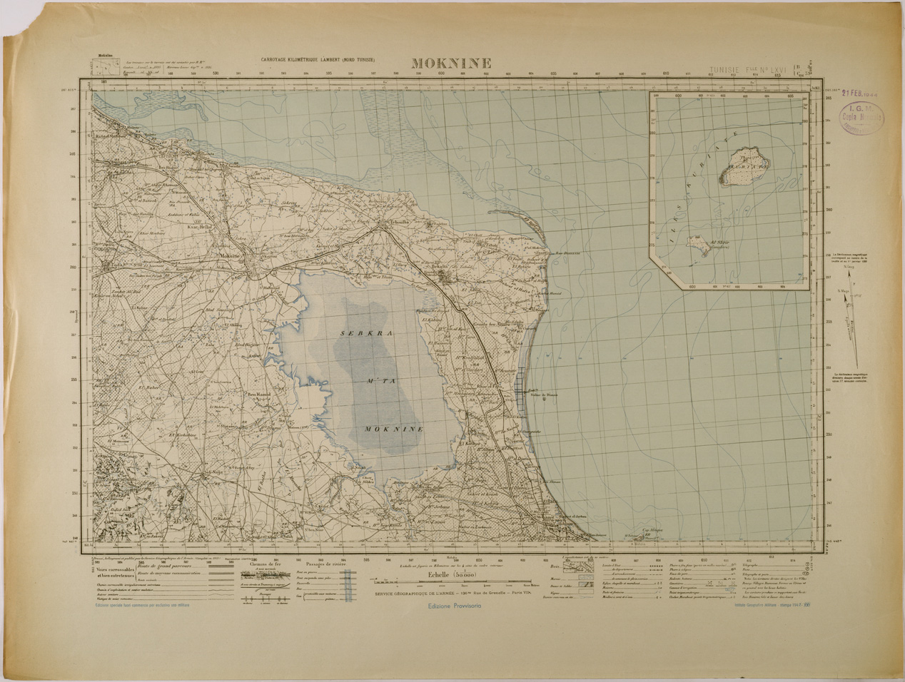 (N:28850) MOKNINE. (SE002679) Carte e stampe antiche: riproduzione a colori su carta (formato A1)