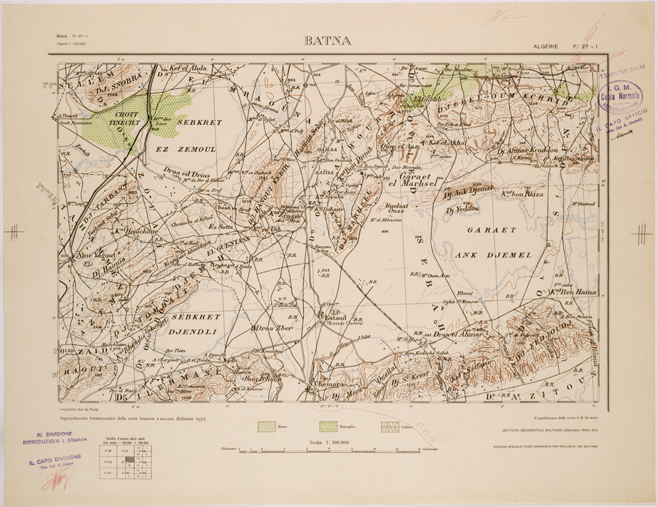 (N:29042) BATNA - FOGLIO 27 I. (SE002829) Carte e stampe antiche: riproduzione a colori su carta (formato A1)