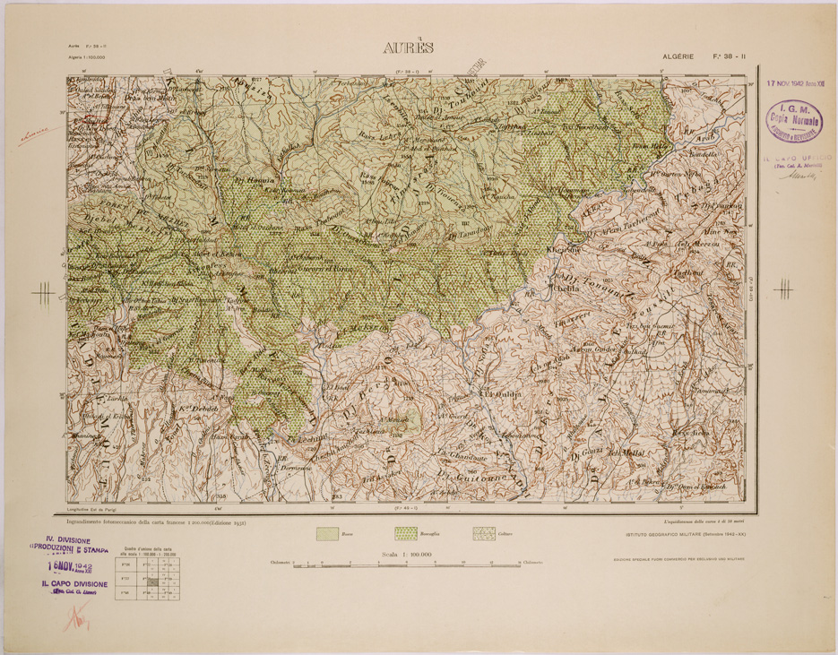 (N:29049) AURES - FOGLIO 38 II. (SE002836) Carte e stampe antiche: riproduzione a colori su carta (formato A1)