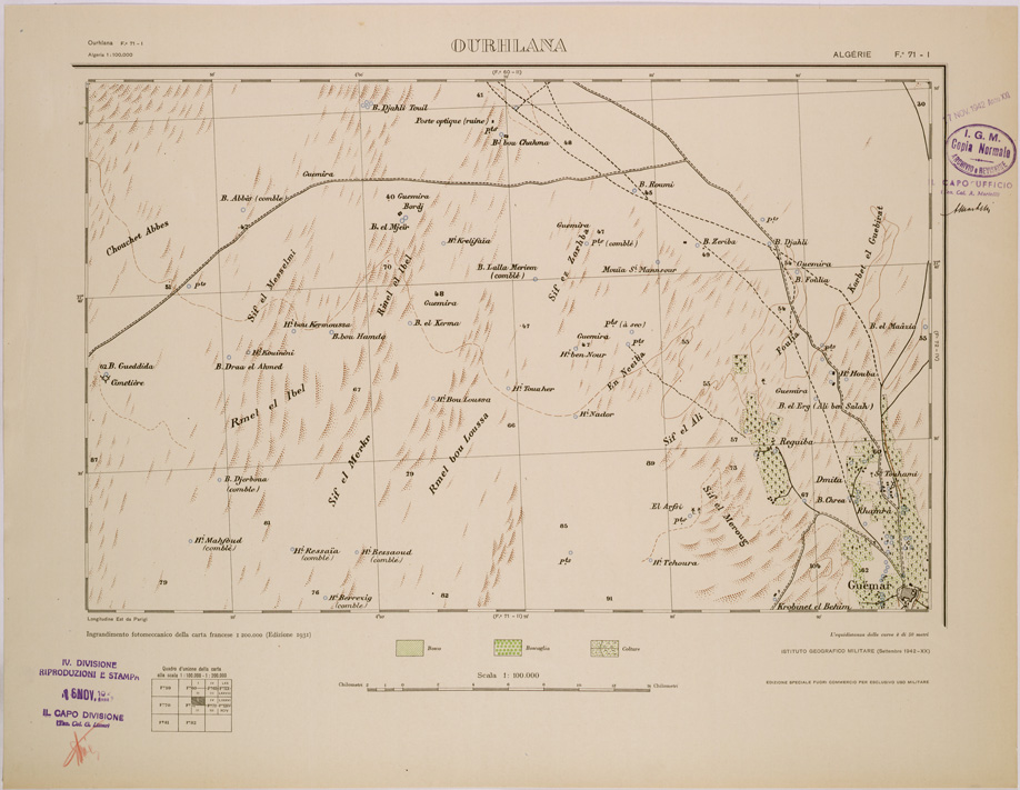 (N:29064) OURHLANA - FOGLIO 71 II. (SE002851) Carte e stampe antiche: riproduzione a colori su carta (formato A1)