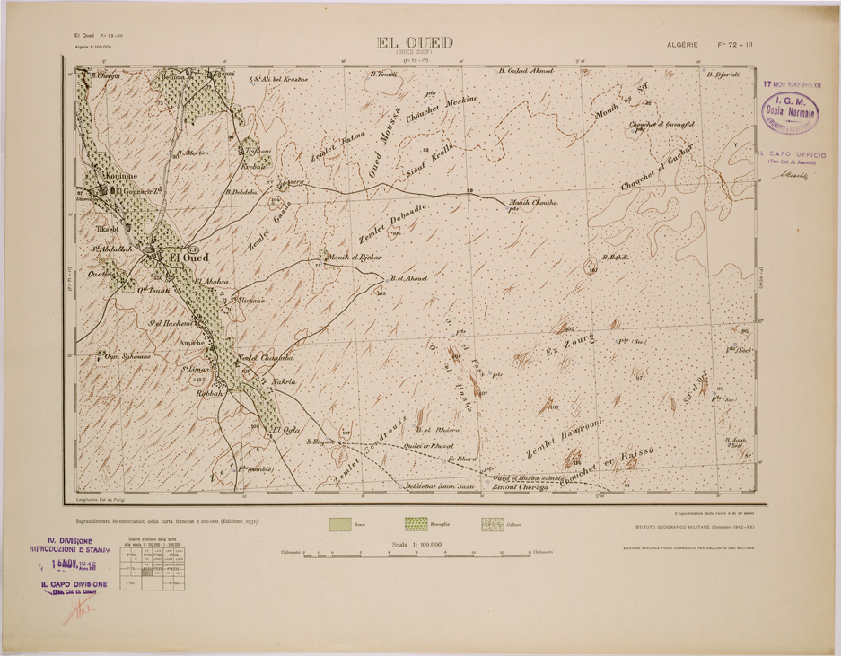 (N:29066) EL OUED - FOGLIO 72 III. (SE002853) Carte e stampe antiche: riproduzione a colori su carta (formato A1)