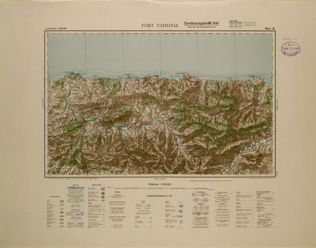 (N:29145) ALGERIA (EDIZIONE TEDESCA) FORT NATIONAL FOGLIO 6 (SE002916) Carte e stampe antiche: riproduzione a colori su carta (formato A1)