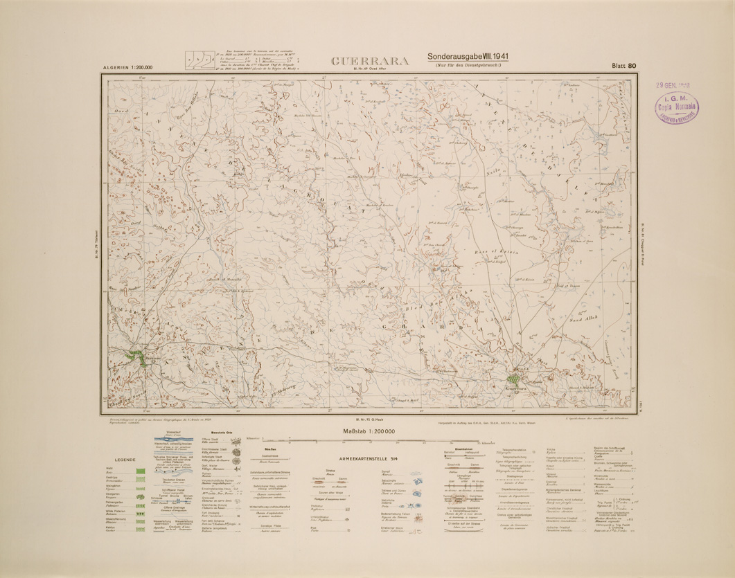 (N:29193) ALGERIA (EDIZIONE TEDESCA) GUERRARA FOGLIO 80 (SE002964) Carte e stampe antiche: riproduzione a colori su carta (formato A1)