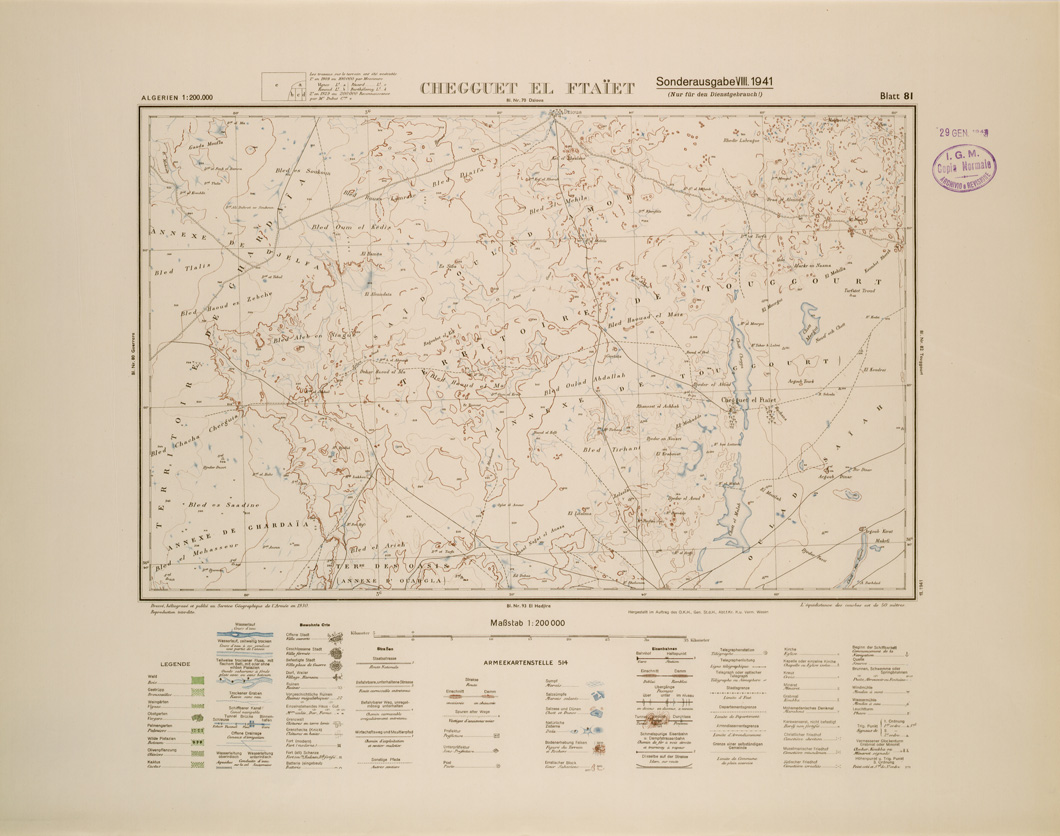 (N:29194) ALGERIA (EDIZIONE TEDESCA) CHEGGUET EL FTAIET FOGLIO 81 (SE002965) Carte e stampe antiche: riproduzione a colori su carta (formato A1)