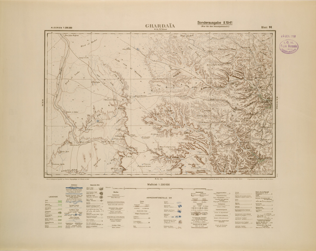 (N:29196) ALGERIA (EDIZIONE TEDESCA) GHARDAIA FOGLIO 91 (SE002967) Carte e stampe antiche: riproduzione a colori su carta (formato A1)