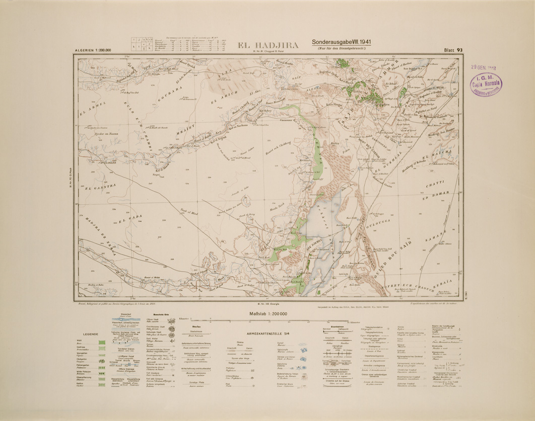 (N:29198) ALGERIA (EDIZIONE TEDESCA) EL HADJIRA FOGLIO 93 (SE002969) Carte e stampe antiche: riproduzione a colori su carta (formato A1)
