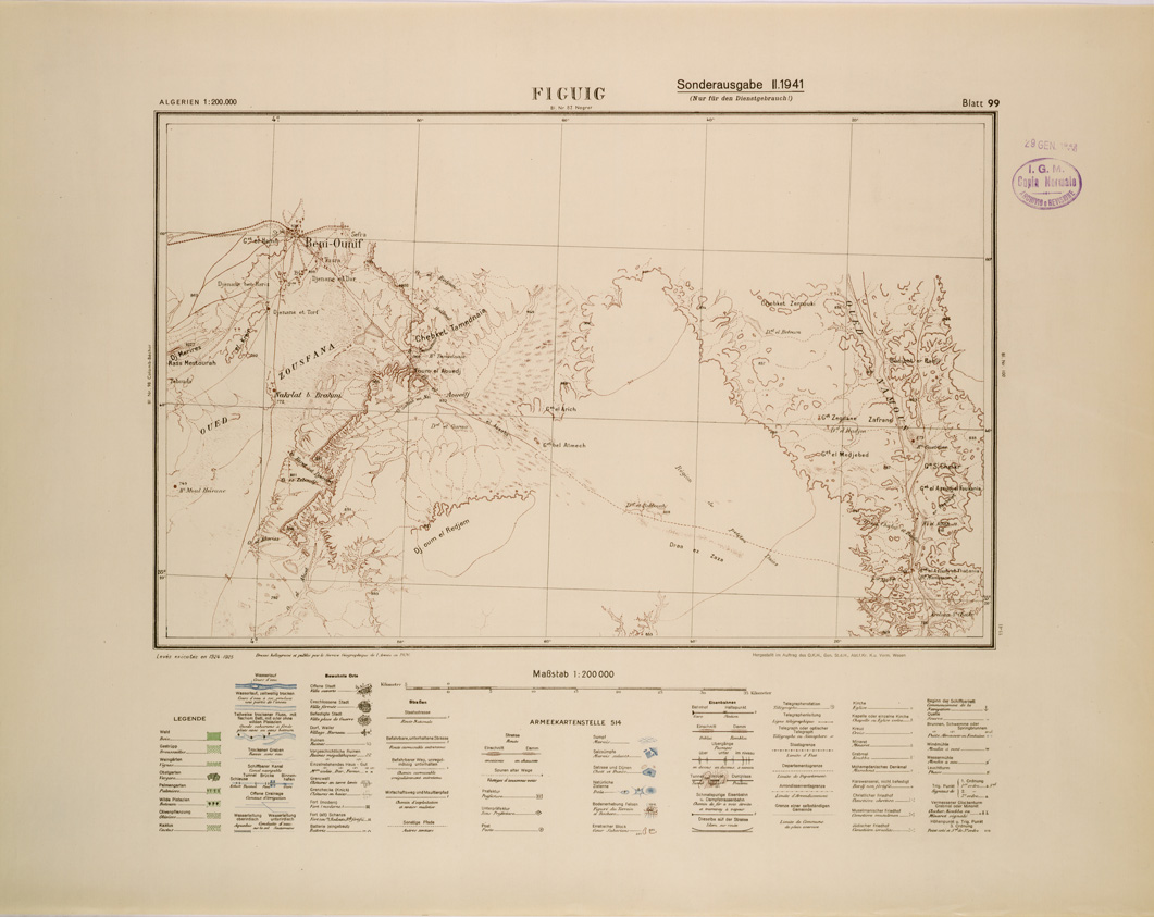 (N:29199) ALGERIA (EDIZIONE TEDESCA) FIGUIG FOGLIO 99 (SE002970) Carte e stampe antiche: riproduzione a colori su carta (formato A1)