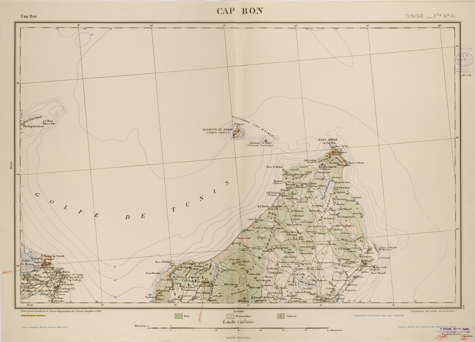 (N:29210) TUNISIA CAP BON FOGLIO III (SE002976) Carte e stampe antiche: riproduzione a colori su carta (formato A1)