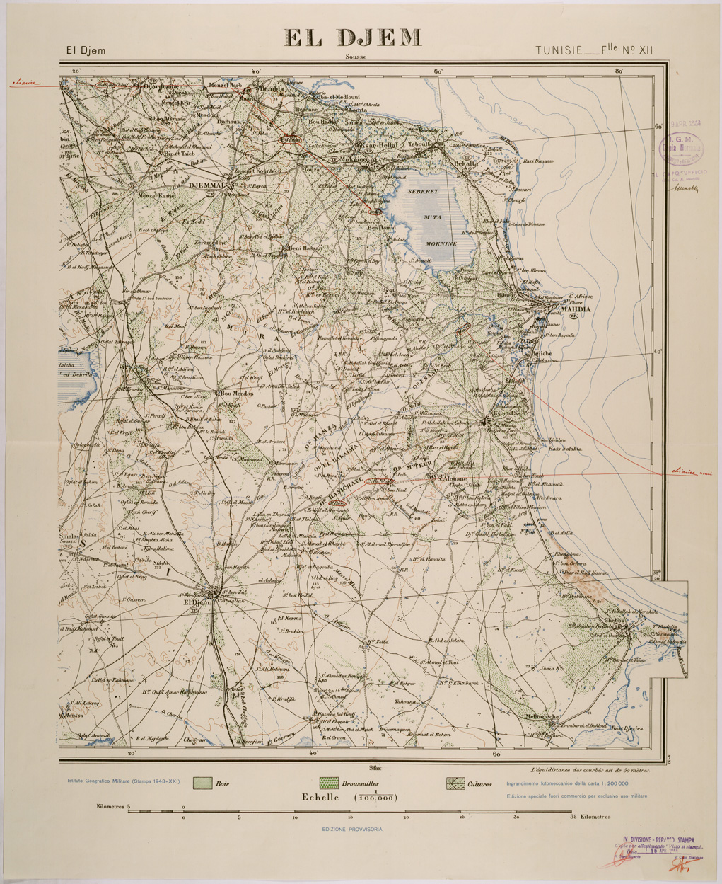(N:29207) TUNISIA EL DJEM FOGLIO XII (SE002986) Carte e stampe antiche: riproduzione a colori su carta (formato A1)