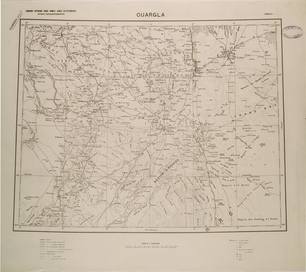 (N:29223) AFRICA SETTENTRIONALE FOGLIO I OUARGLA (SE003004) Carte e stampe antiche: riproduzione a colori su carta (formato A1)