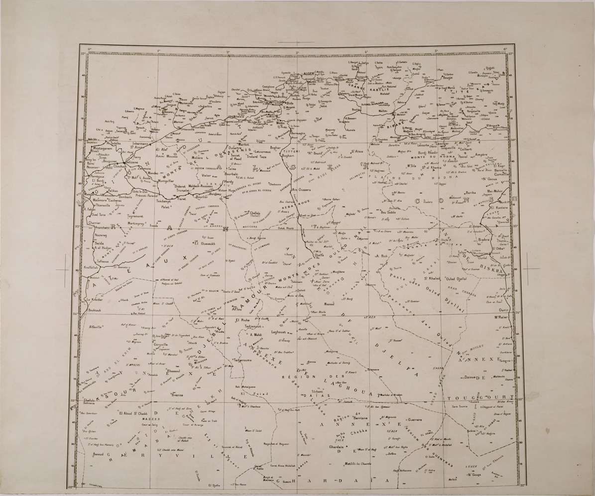 (N:29236) ALGERI LAGHOUAT OUARGLA (SE003026) Carte e stampe antiche: riproduzione a colori su carta (formato A1)