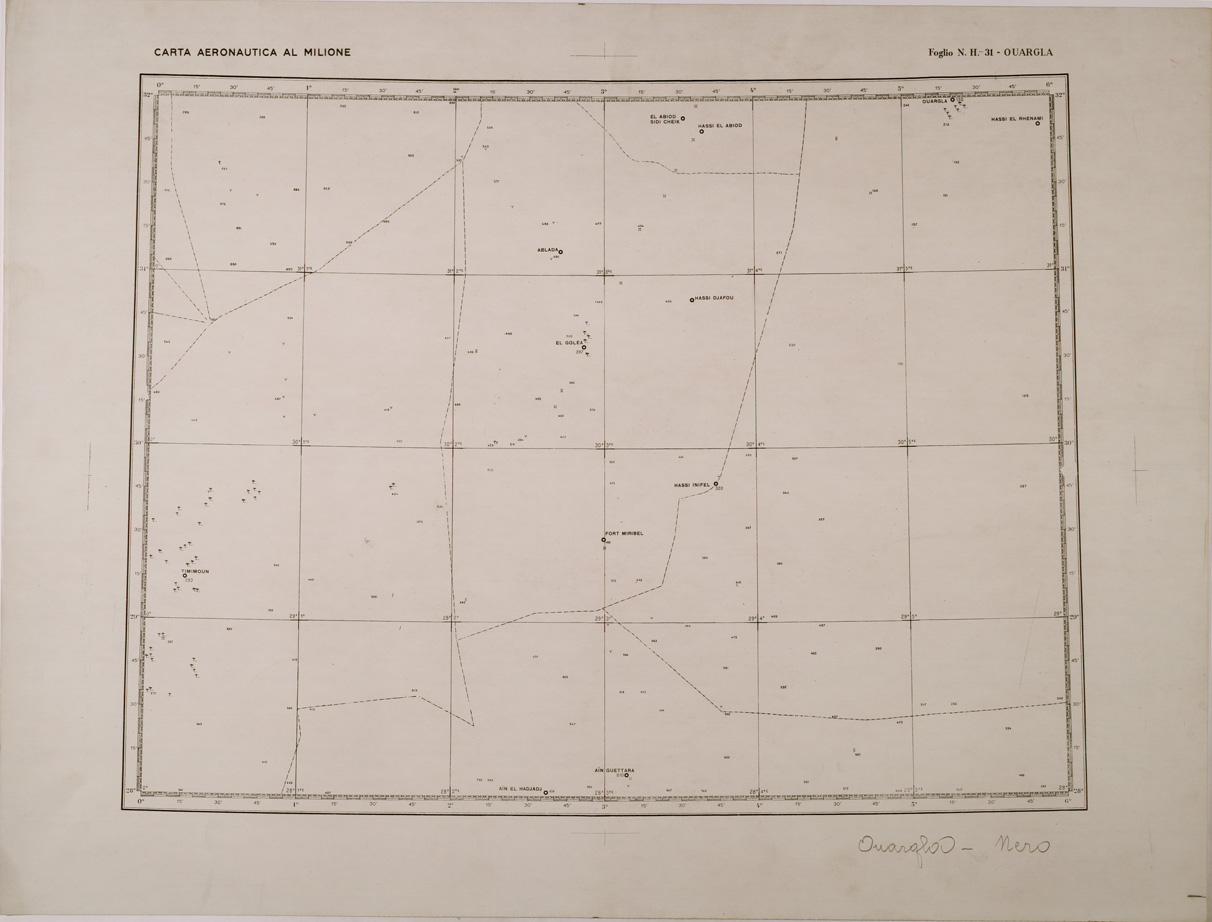 (N:29238) CARTA AERONAUTICA AL MILIONE FOGLIO N H 31 OUARGLA
 (SE003028) Carte e stampe antiche: riproduzione a colori su carta (formato A1)