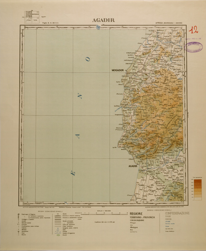 (N:29255) AGADIR FOGLIO N H 29 NO (SE003043) Carte e stampe antiche: riproduzione a colori su carta (formato A1)