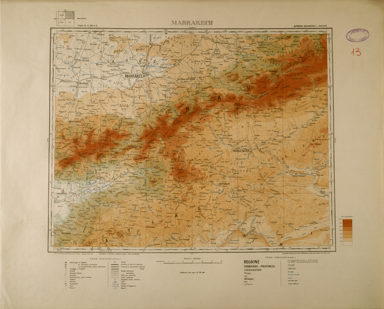 (N:29256) MARRAKECH FOGLIO N H 29 NE (SE003044) Carte e stampe antiche: riproduzione a colori su carta (formato A1)