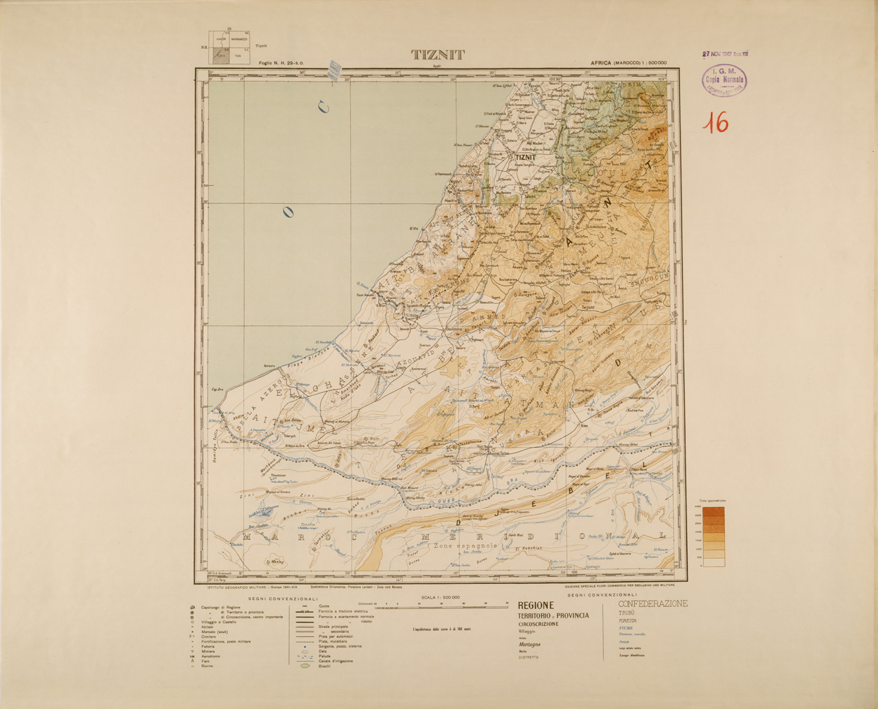 (N:29259) TIZNIT FOGLIO N H 29 SO (SE003047) Carte e stampe antiche: riproduzione a colori su carta (formato A1)
