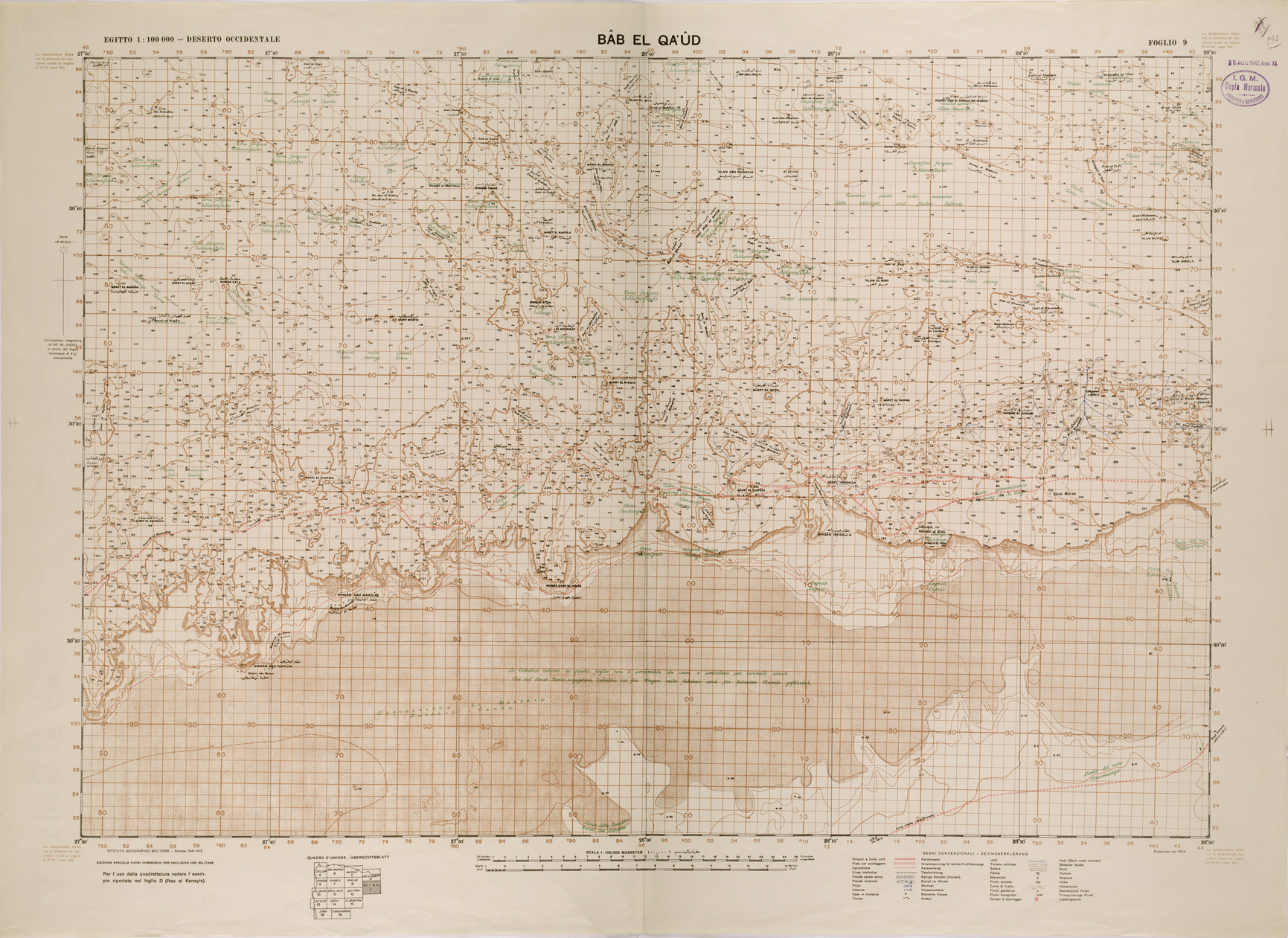 (N:29271) BAB EL QAUD DESERTO OCCIDENTALE FOGLIO 9 (SE003065) Carte e stampe antiche: riproduzione a colori su carta (formato A1)