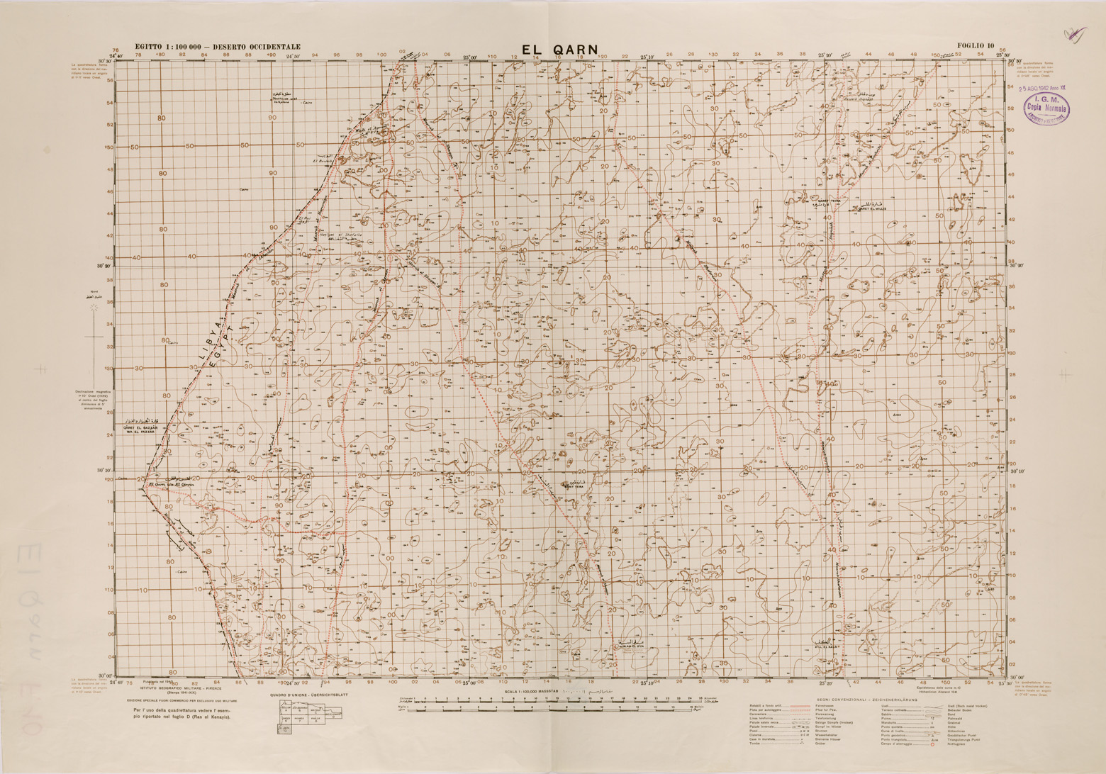 (N:29272) EL QARN DESERTO OCCIDENTALE FOGLIO 10
 (SE003067) Carte e stampe antiche: riproduzione a colori su carta (formato A1)