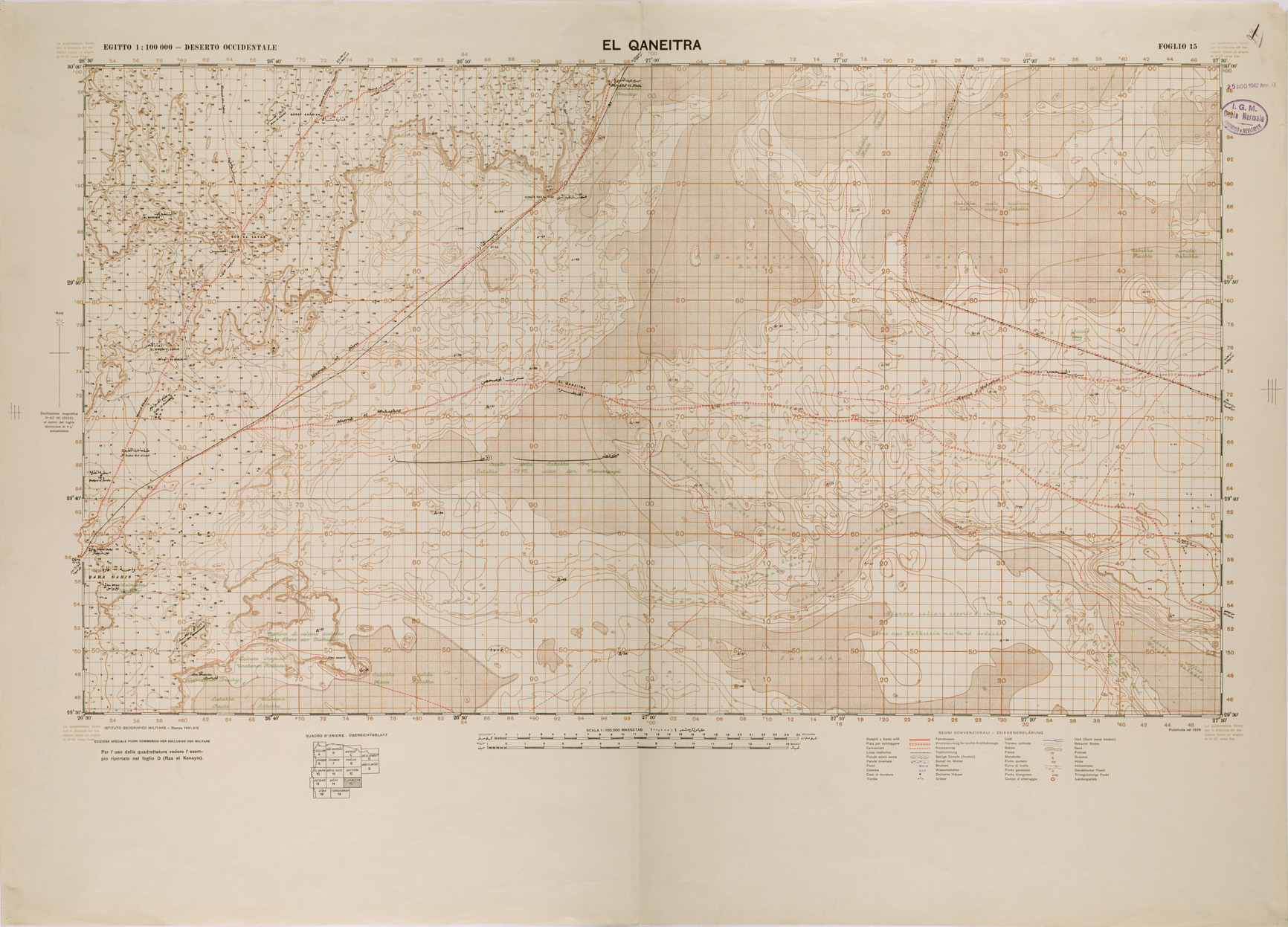 (N:29277) EL QANEITRA DESERTO OCCIDENTALE FOGLIO 15 (SE003077) Carte e stampe antiche: riproduzione a colori su carta (formato A1)