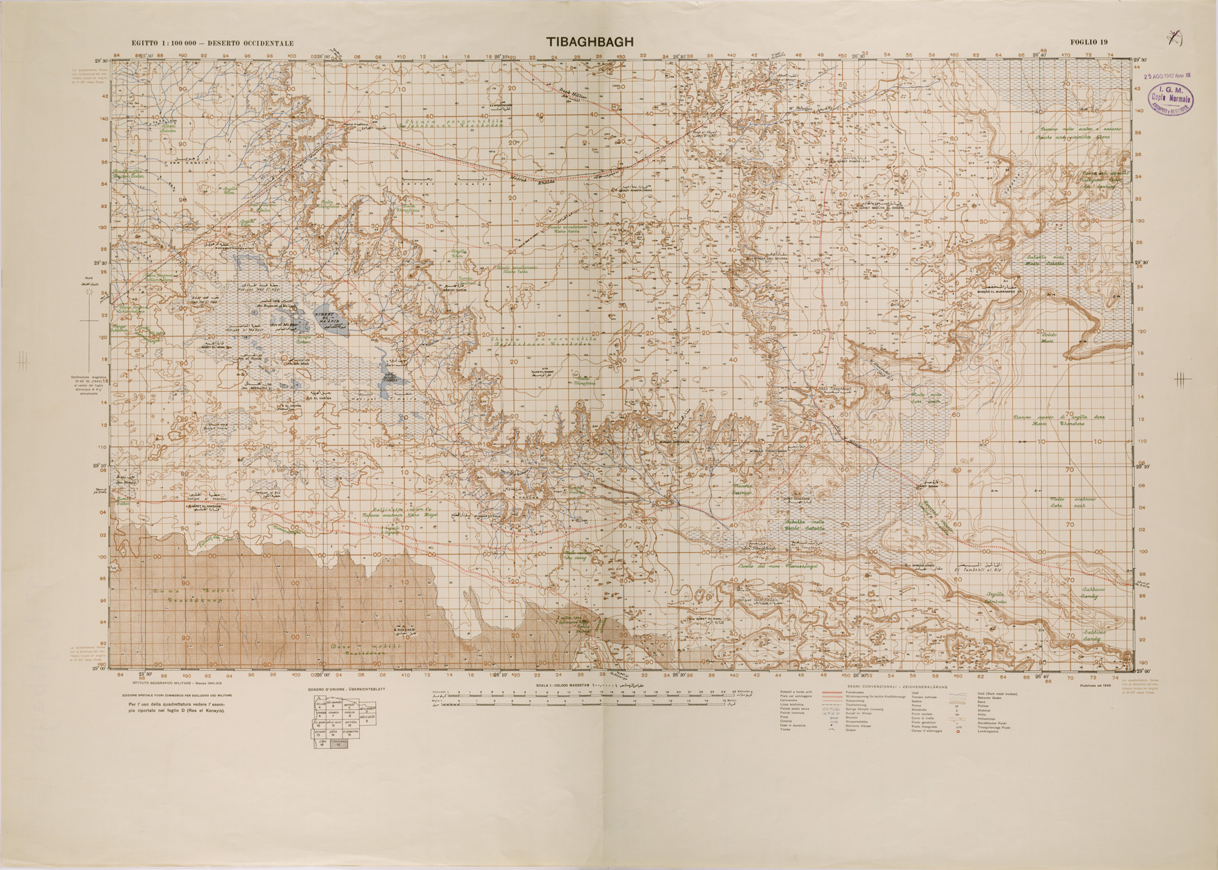 (N:29279) TIBAGHBAGH DESERTO OCCIDENTALE FOGLIO 19 (SE003081) Carte e stampe antiche: riproduzione a colori su carta (formato A1)