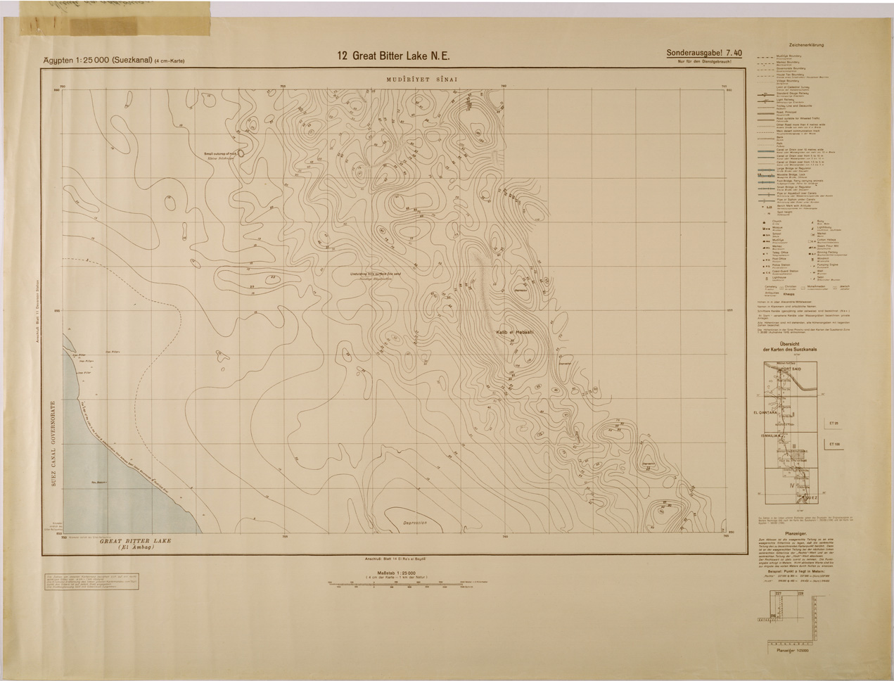 (N:29320) EGITTO GREAT BITTER LAKE N E FOGLIO 12 (SE003097) Carte e stampe antiche: riproduzione a colori su carta (formato A1)