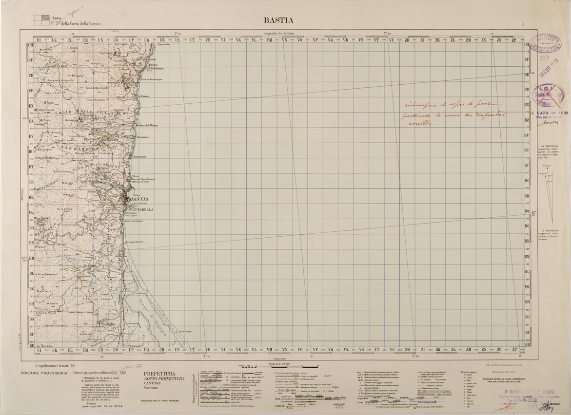 (N:29367) CARTA DELLA CORSICA - FOGLIO 3 I - BASTIA (SE003170) Carte e stampe antiche: riproduzione a colori su carta (formato A1)