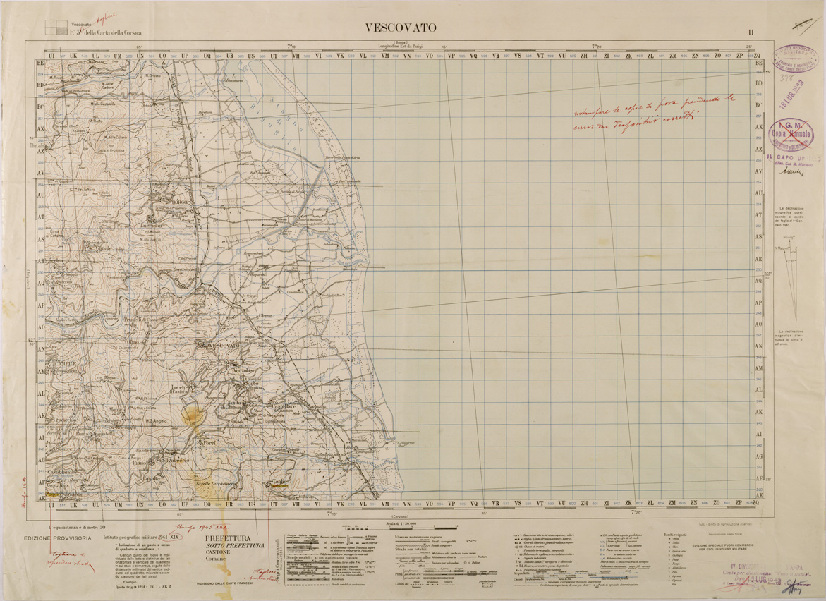 (N:29368) CARTA DELLA CORSICA - FOGLIO 3 II - VESCOVATO (SE003171) Carte e stampe antiche: riproduzione a colori su carta (formato A1)