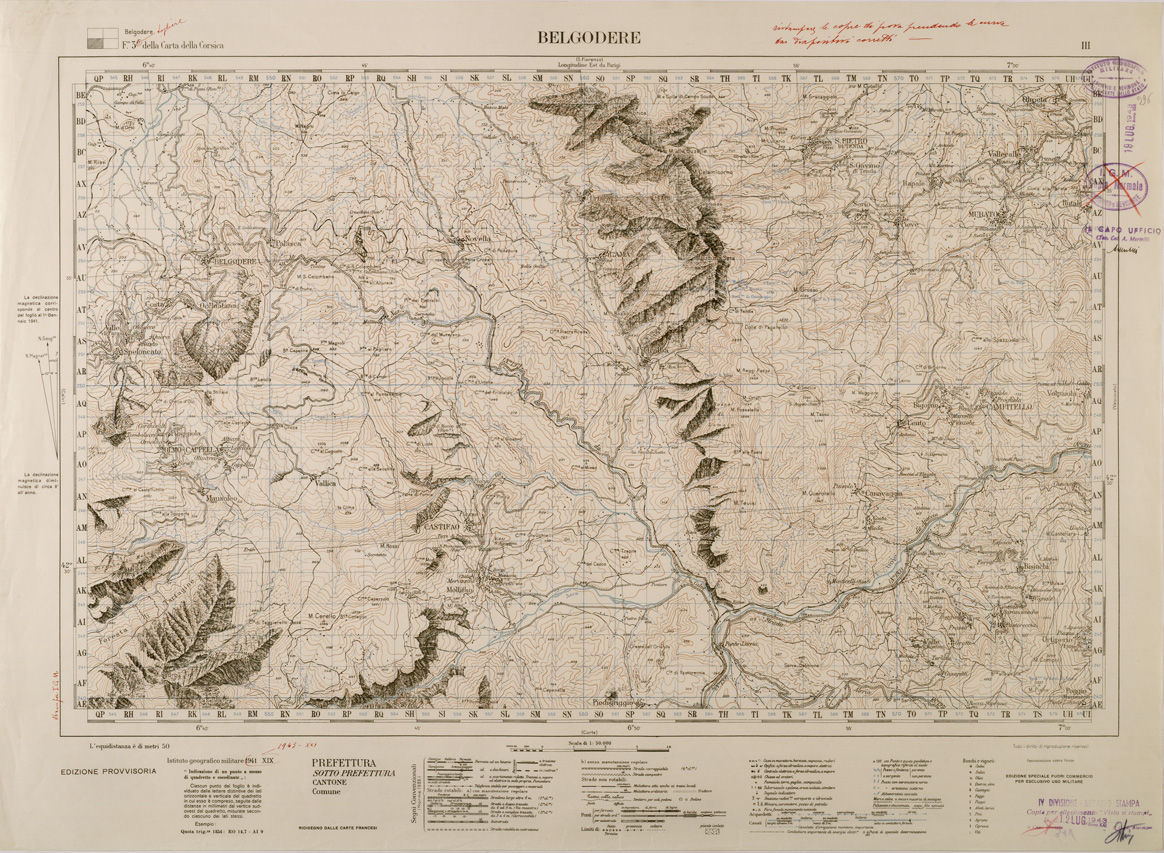 (N:29369) CARTA DELLA CORSICA - FOGLIO 3 III - BELGODERE (SE003172) Carte e stampe antiche: riproduzione a colori su carta (formato A1)