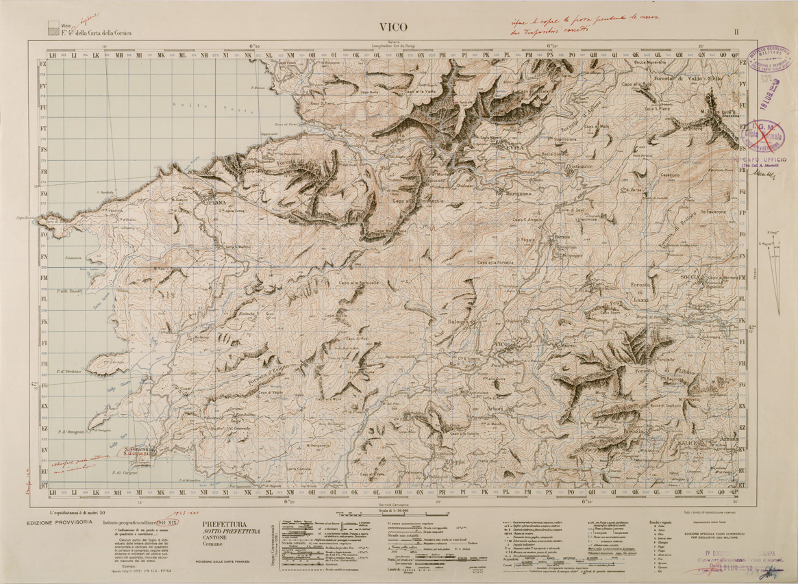 (N:29423) CARTA DELLA CORSICA - FOGLIO 4 II - VICO (SE003175) Carte e stampe antiche: riproduzione a colori su carta (formato A1)