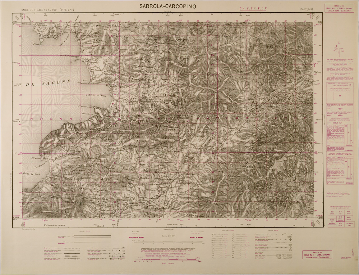 (N:29460) CARTE DE FRANCE - FOGLIO XLI - 52 - SARROLA CARCOPINO (SE003212) Carte e stampe antiche: riproduzione a colori su carta (formato A1)
