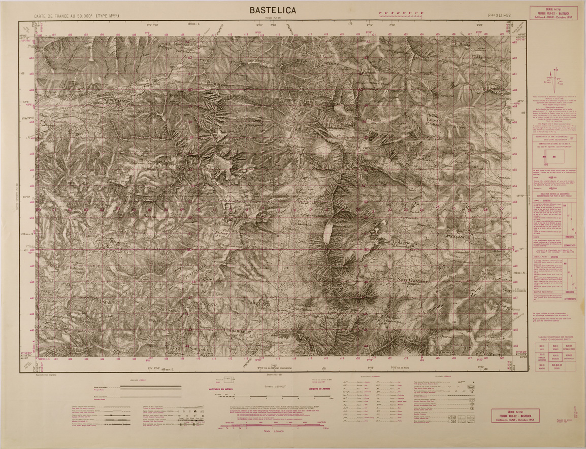 (N:29461) CARTE DE FRANCE - FOGLIO XLII - 52 - BASTELICA (SE003213) Carte e stampe antiche: riproduzione a colori su carta (formato A1)