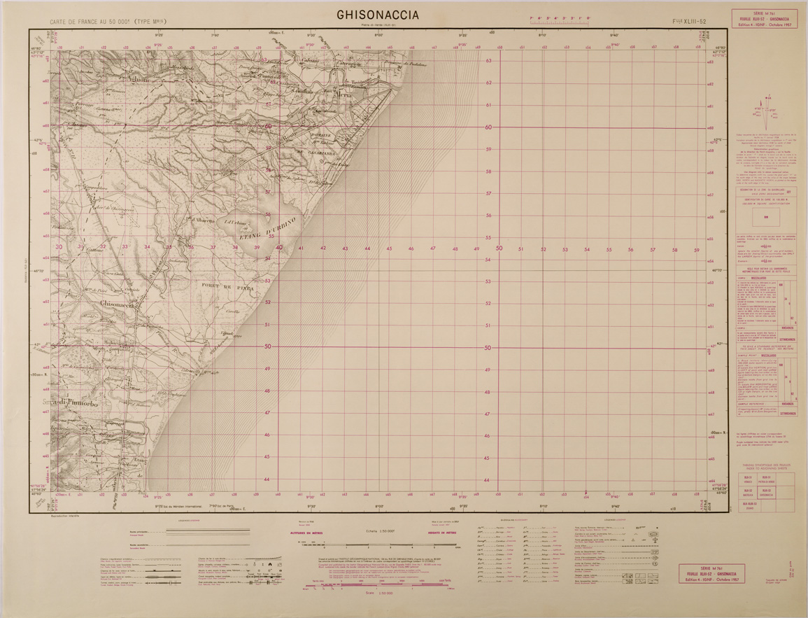 (N:29462) CARTE DE FRANCE - FOGLIO XLIII - 52 - GHISONACCIA (SE003214) Carte e stampe antiche: riproduzione a colori su carta (formato A1)