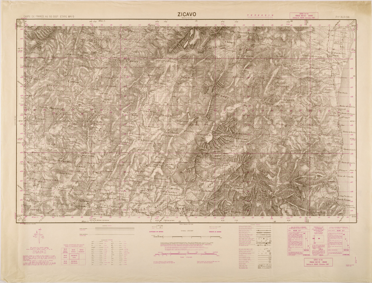 (N:29464) CARTE DE FRANCE - FOGLIO XLII - 53 - ZICAVO (SE003216) Carte e stampe antiche: riproduzione a colori su carta (formato A1)