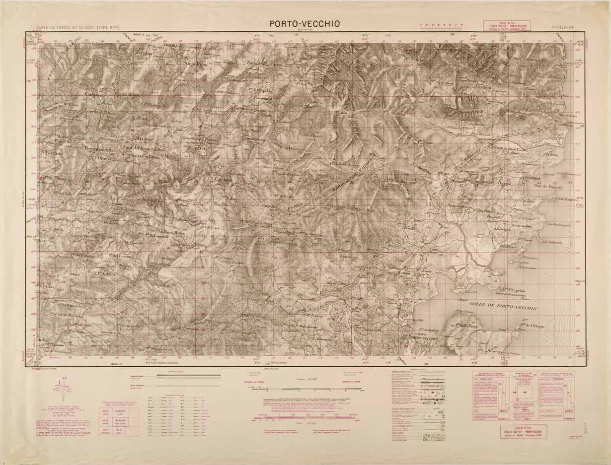 (N:29466) CARTE DE FRANCE - FOGLIO XLII - 54 - PORTO VECCHIO (SE003218) Carte e stampe antiche: riproduzione a colori su carta (formato A1)
