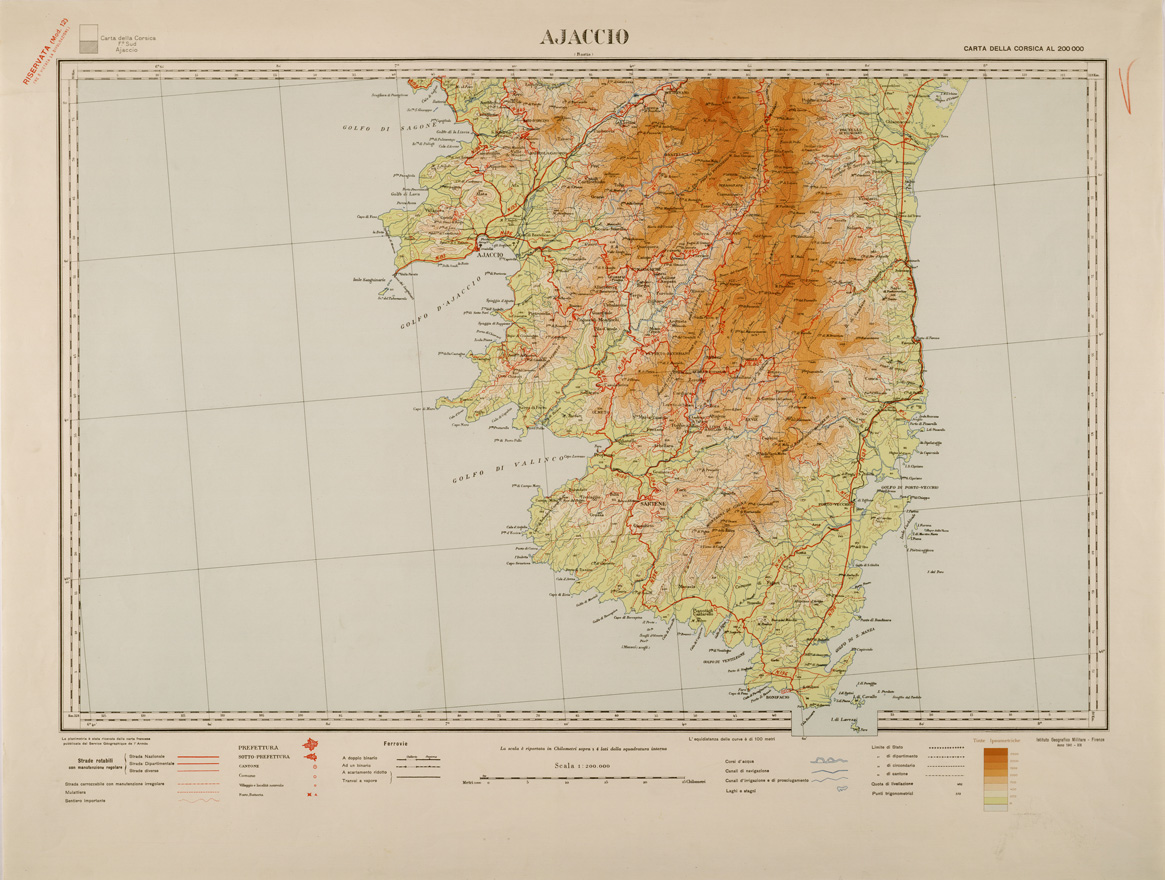 (N:29470) CARTA DELLA CORSICA - FOGLIO SUD - AJACCIO (SE003224) Carte e stampe antiche: riproduzione a colori su carta (formato A1)