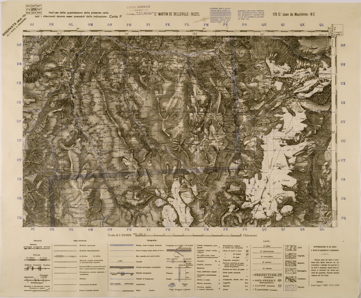 (N:29384) ST.MARTIN DE BELLEVILLE - BOZEL - FOGLIO 179 N.E. (SE003244) Carte e stampe antiche: riproduzione a colori su carta (formato A1)