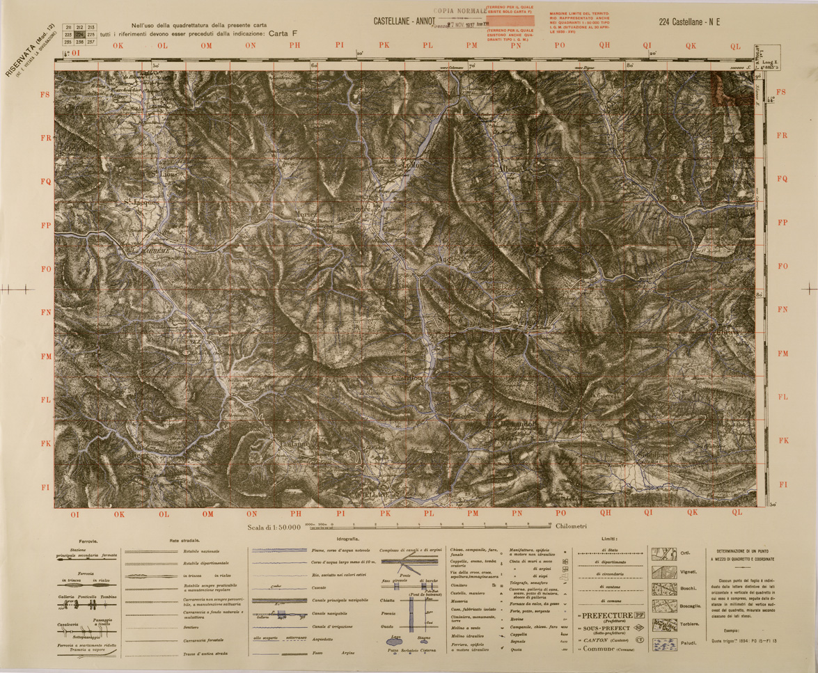 (N:29404) CASTELLANE - ANNOT - FOGLIO 224 N.E. (SE003264) Carte e stampe antiche: riproduzione a colori su carta (formato A1)