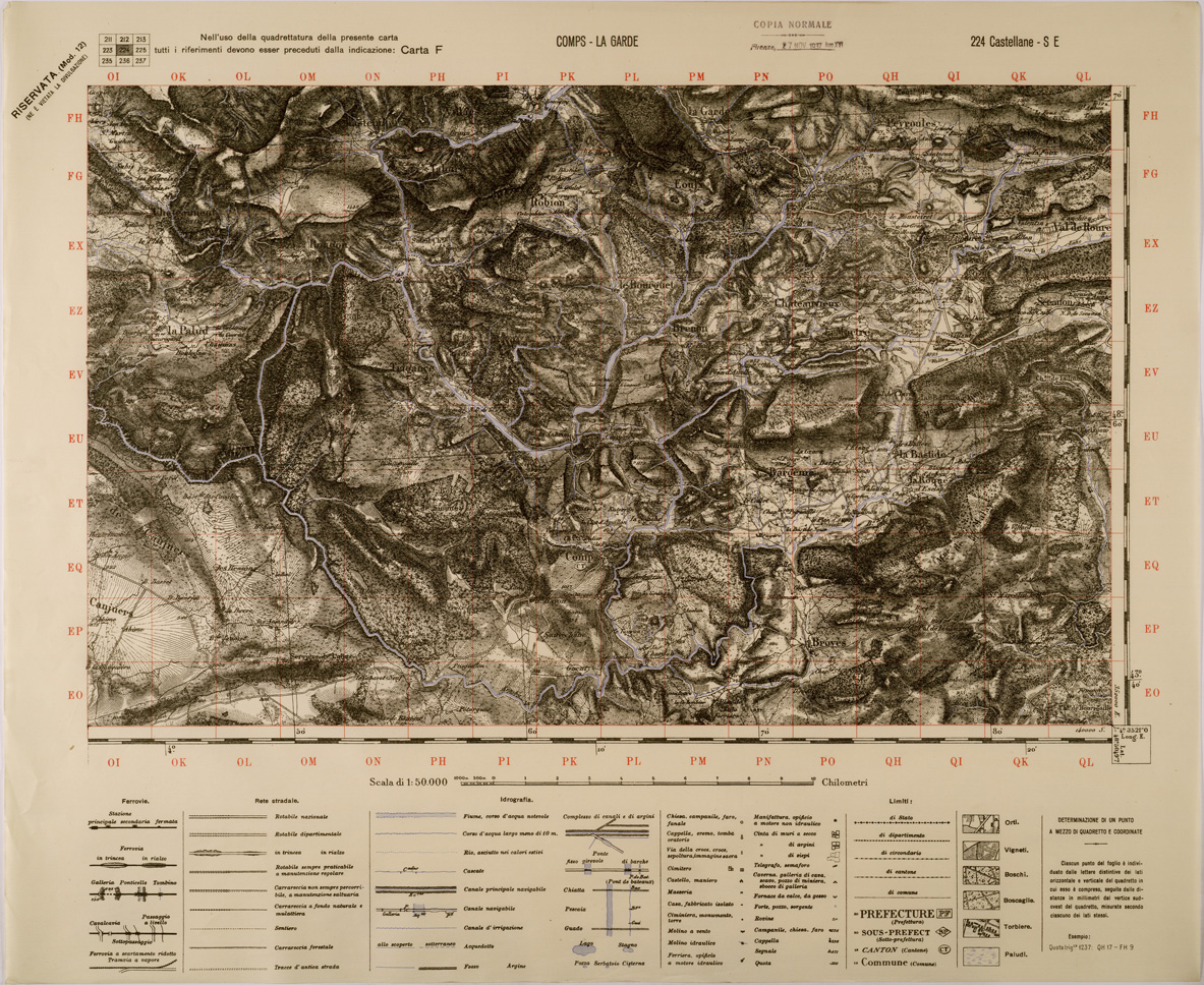(N:29405) COMPS - LA GARDE - FOGLIO 224 S.E. (SE003265) Carte e stampe antiche: riproduzione a colori su carta (formato A1)