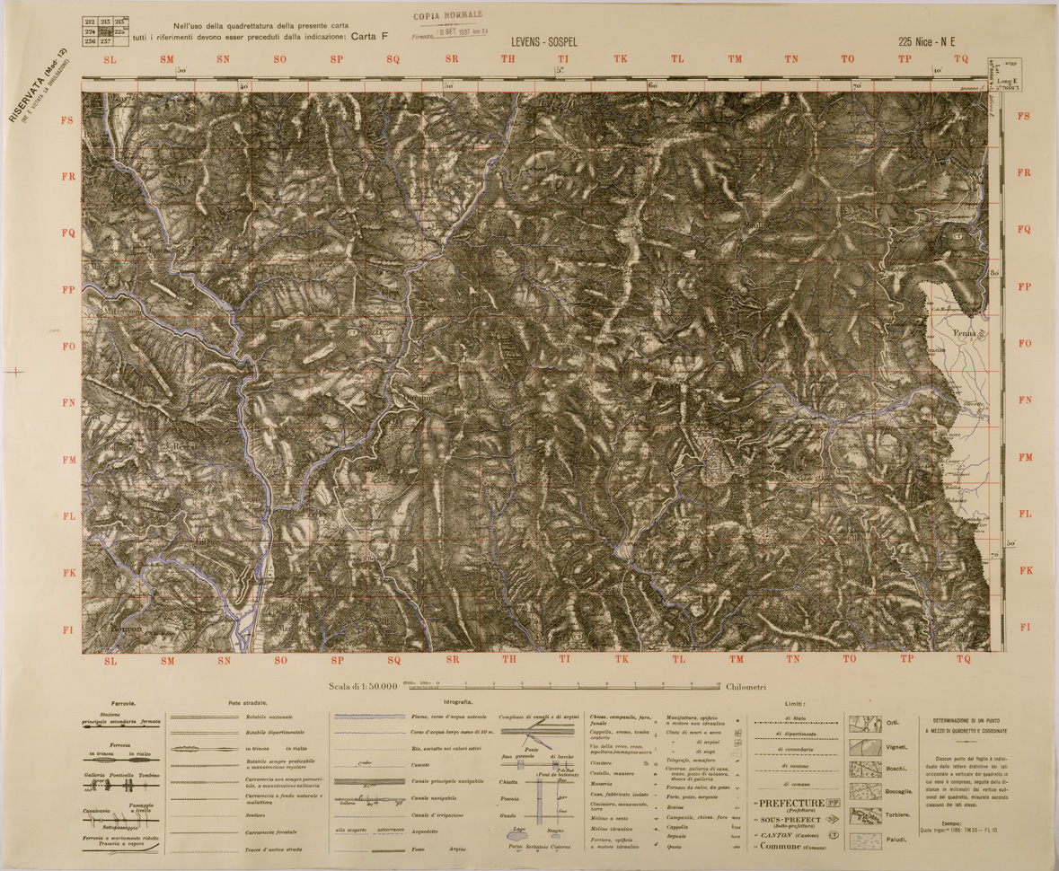 (N:29408) LEVENS - SOSPEL - FOGLIO 225 N.E. (SE003268) Carte e stampe antiche: riproduzione a colori su carta (formato A1)