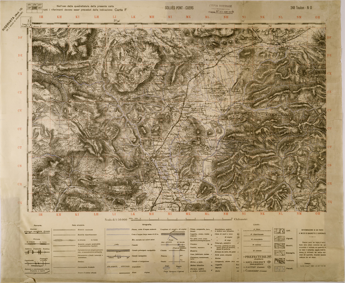 (N:29421) SOLLIES PONT - CUERS - FOGLIO 248 N.O. (SE003281) Carte e stampe antiche: riproduzione a colori su carta (formato A1)