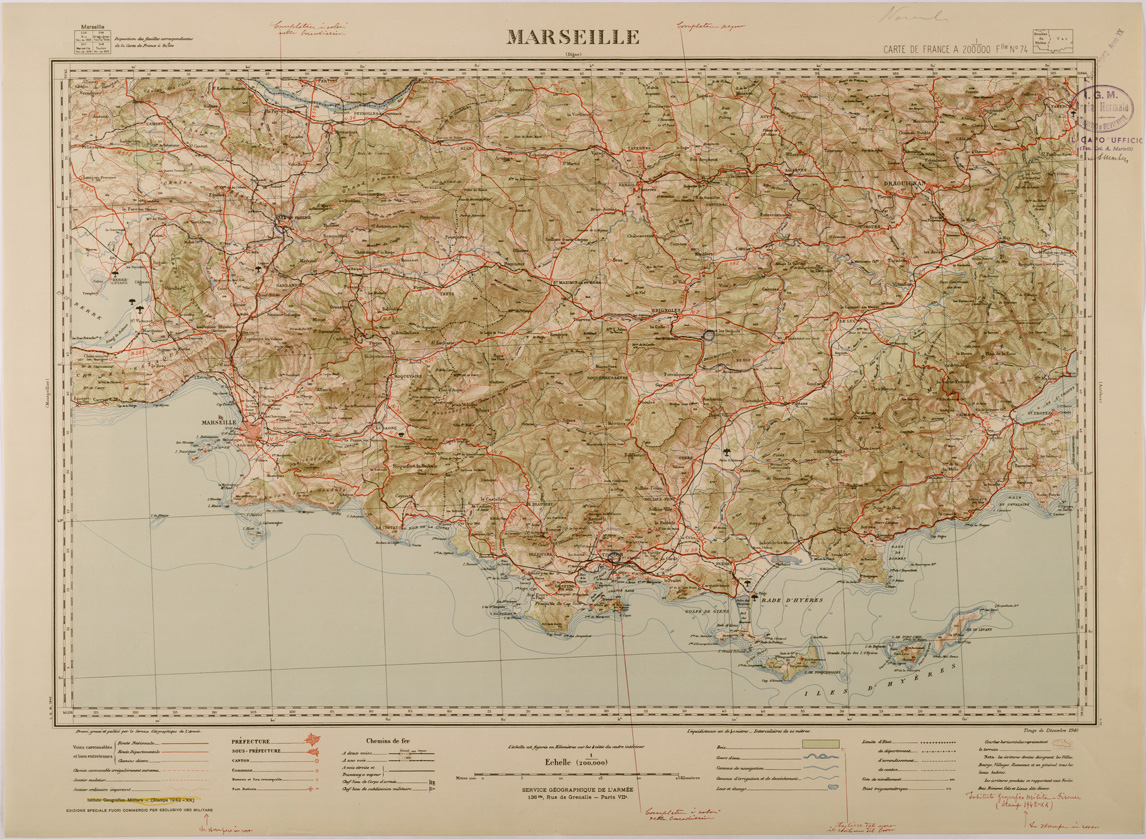 (N:29534) CARTE DE FRANCE - FOGLIO 74 - MARSEILLE (SE003347) Carte e stampe antiche: riproduzione a colori su carta (formato A1)